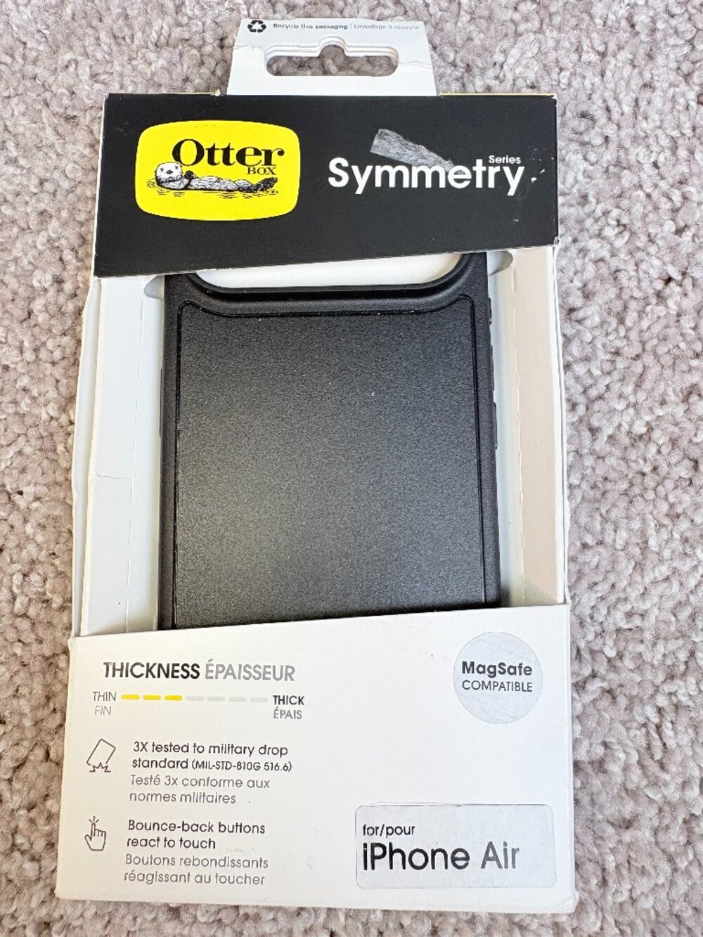 OtterBox Symmetry iPhone Air Case Black Textured MagSafe New With Tags